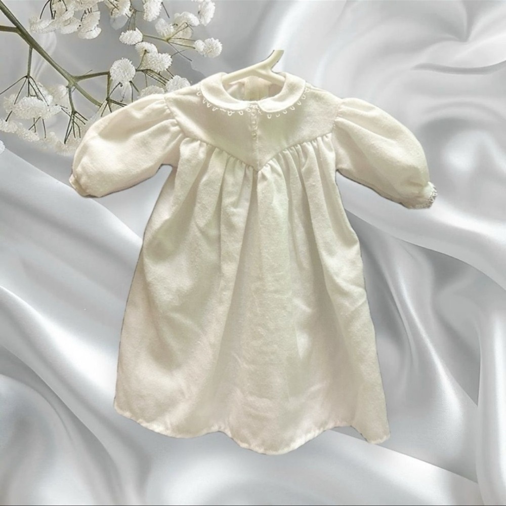 Cream Doll Dress with Puffy Sleeves and Empire Waist